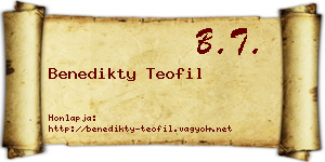 Benedikty Teofil névjegykártya